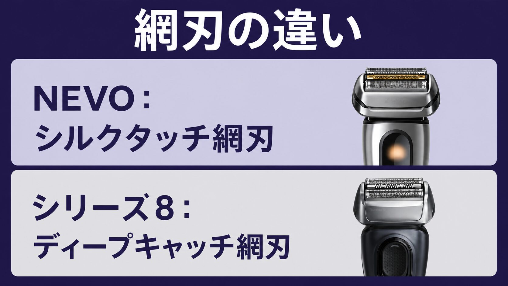 ブラウン NEVO シリーズ8 網刃の違い