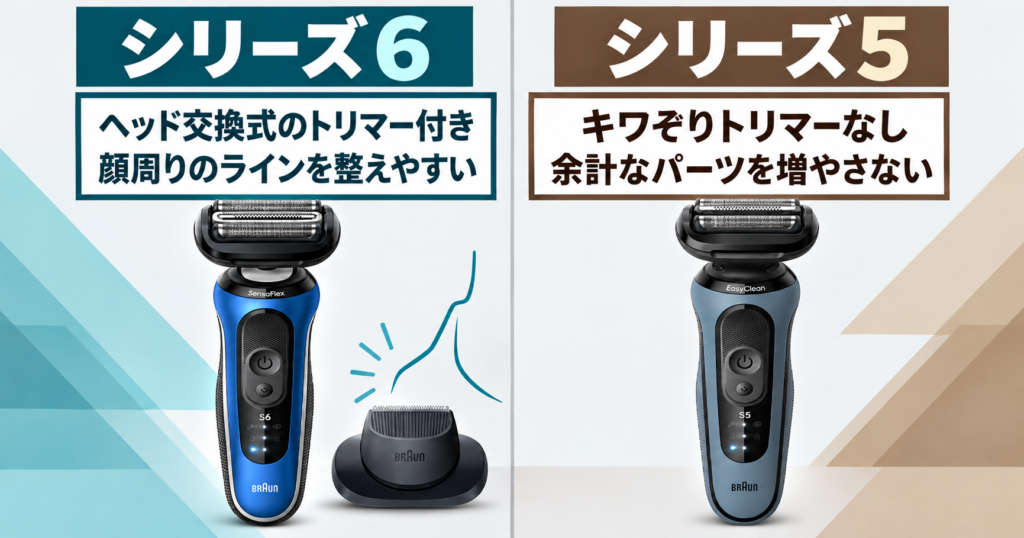 ブラウン シリーズ6とシリーズ5の違いは?トリマー付属の有無を比較