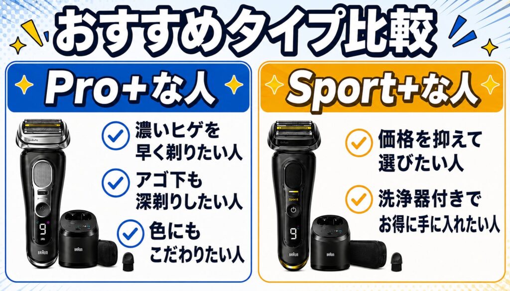 ブラウン シリーズ9Pro+ シリーズ9Sport+はどんな人におすすめ?選び方を比較
