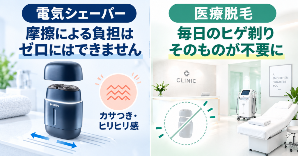 フィリップス800シリーズとライフェンP3 Proの違い|毎日のヒゲ剃りと肌負担を比較