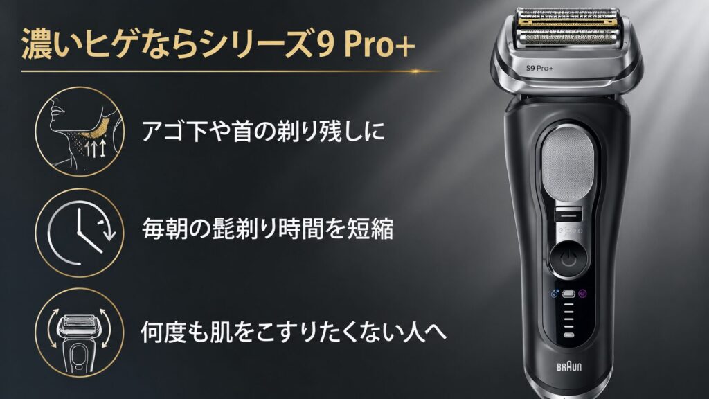 ブラウン シリーズ9Pro+とシリーズ9Sport+の違いを徹底比較|濃いヒゲにはどっち?