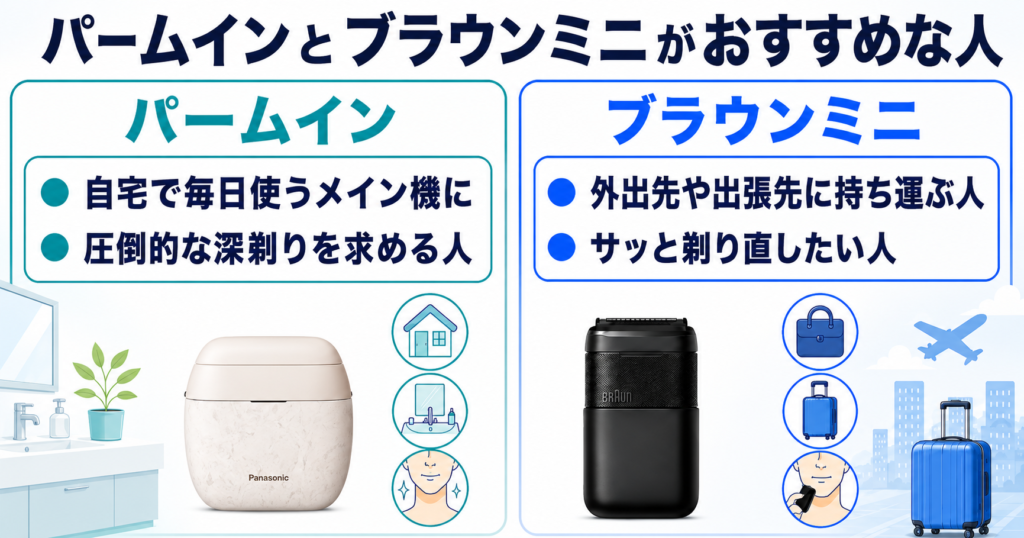ラムダッシュパームインPRO6枚刃 ブラウンミニ 違い|おすすめなのはどんな人?