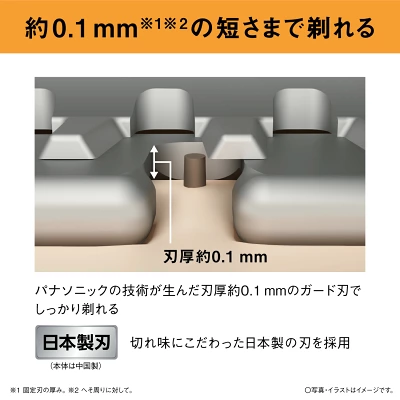 ER-GK9Aは約0.1mmの短さまで剃れる
