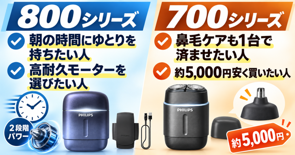 フィリップス 800シリーズと700シリーズの違い|おすすめな人を比較