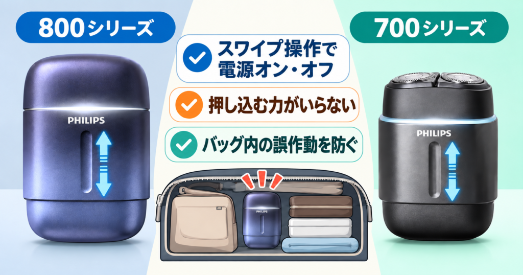 フィリップス800シリーズ・700シリーズの違いは?スワイプ操作を比較