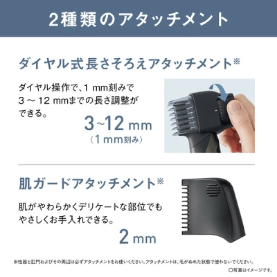 ER-GK83(旧型)は直刃+2種類のアタッチメント装着で12段階の長さ調整に対応
