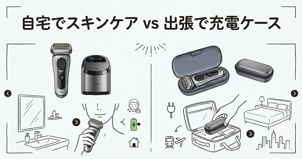 9587cc-Vと9577cc-Vの違いは？／自宅のスキンケア vs 出張の充電ケース