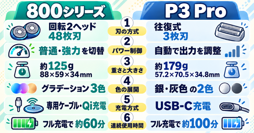 フィリップス 800シリーズ・ライフェンP3Proの違いをわかりやすく解説