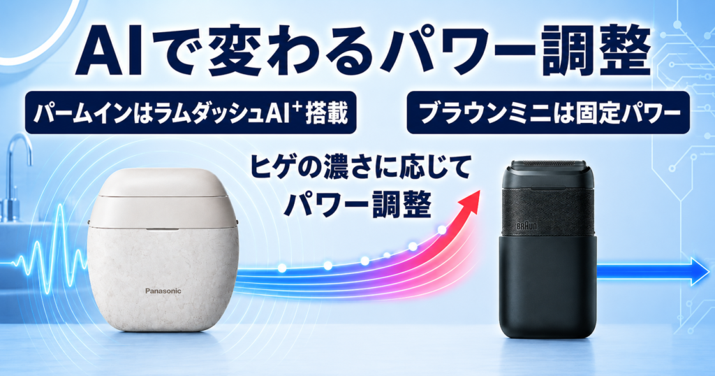 ラムダッシュパームインPRO6枚刃 ブラウンミニ 違い|AIのパワー調整を比較