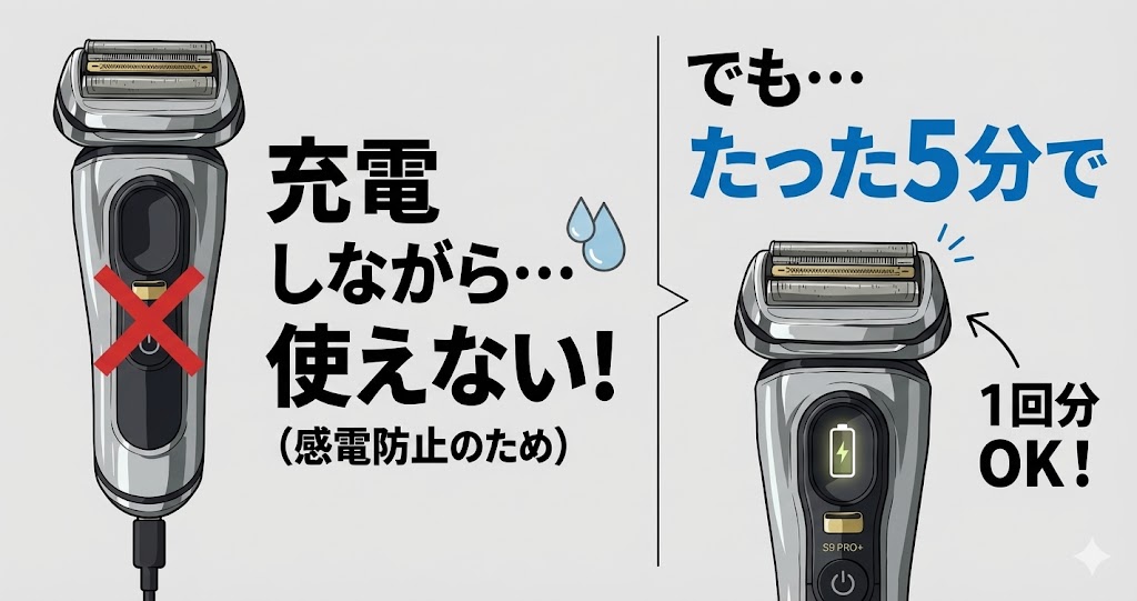 充電ケーブルを繋いだまま使用できない