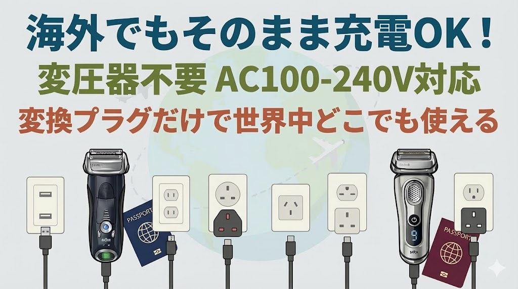 出張や旅行に便利!海外電圧対応(AC100-240V)