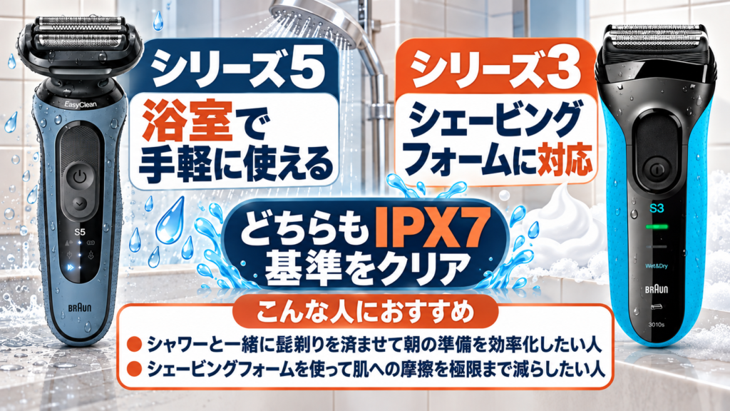 シリーズ5とシリーズ３の違いとは？防水性能やシェービングフォームへの対応を解説！