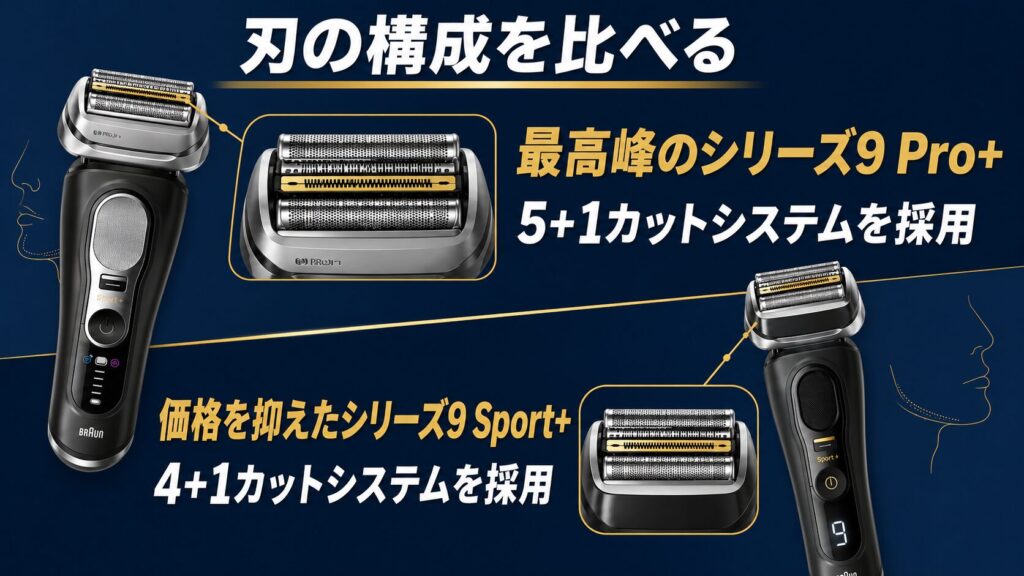 ブラウン シリーズ9Pro+とシリーズ9Sport+の違い|5+1と4+1を比較