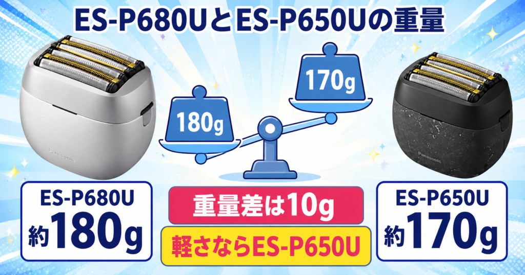 ES-P680UとES-P650Uの重量の違い|180gと170gを比較