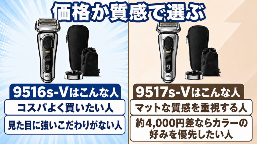 9516s 9517s比較｜コスパ重視か質感重視か