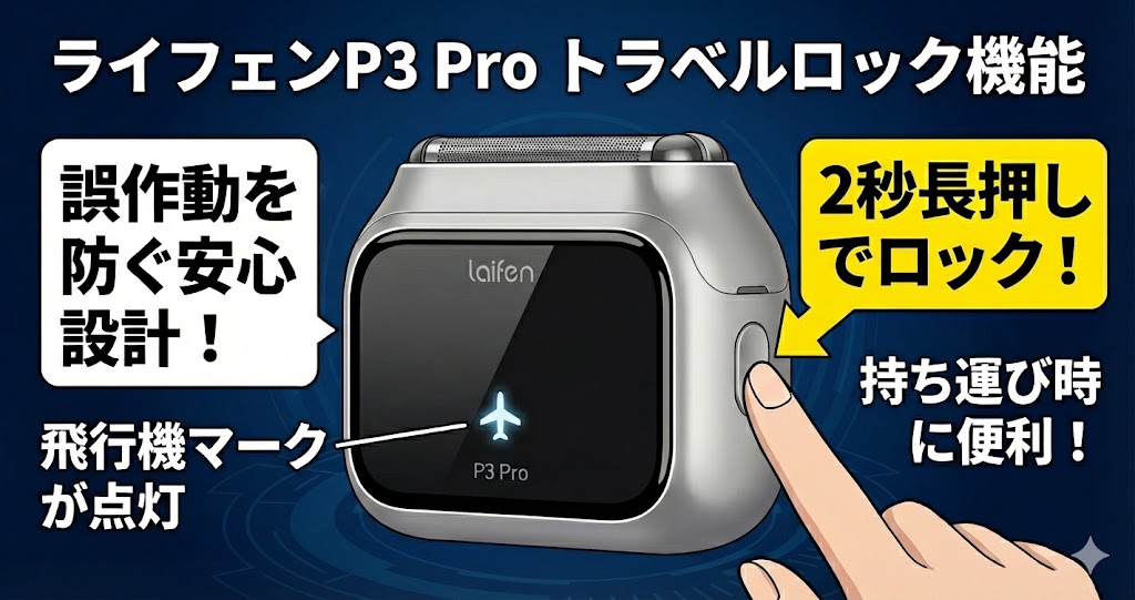 ライフェンP3Proのトラベルロック機能を解説した画像