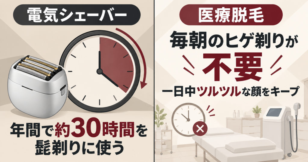 ラムダッシュ パームインPRO6枚刃とブラウンNEVO比較|電気シェーバーと医療脱毛の時間差