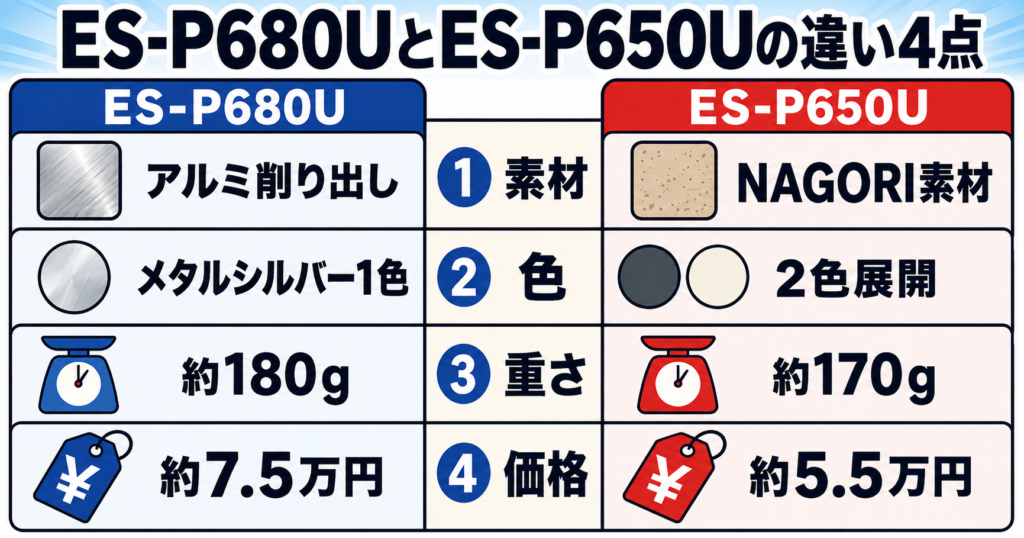 ES-P680U ES-P650U 違いを4項目で徹底比較