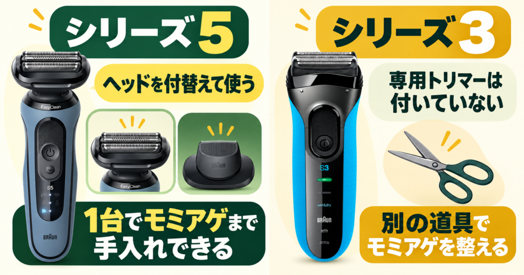 シリーズ5とシリーズ3の違いはキワぞり機能！付属品の差をチェック