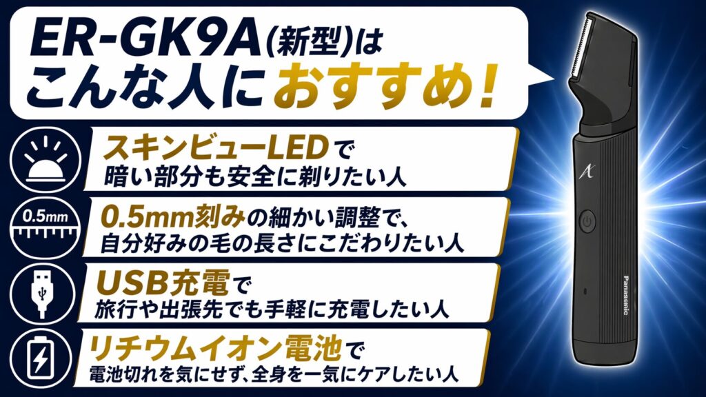 パナソニックボディトリマーER-GK9A(新型)がおすすめな人の特徴4選！