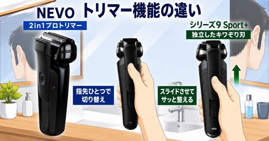 ブラウン NEVO シリーズ9Sport+ トリマー刃の違いを徹底比較|選ぶならどっち?