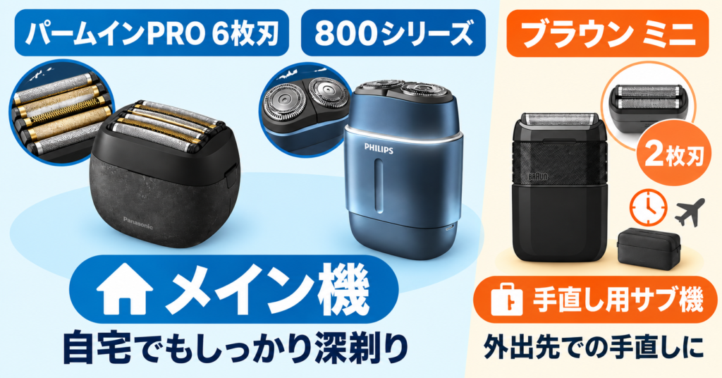 ラムダッシュ パームインPRO6枚刃 フィリップス800シリーズ 違いまとめ|自宅用メイン機におすすめは?