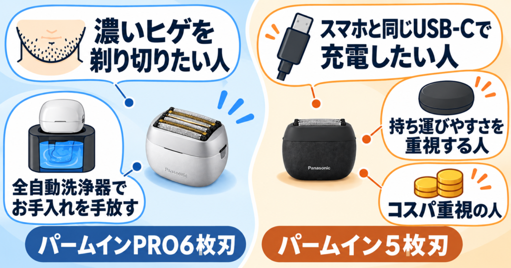 ラムダッシュ パームインPRO6枚刃 5枚刃 違い|おすすめな人をわかりやすく比較