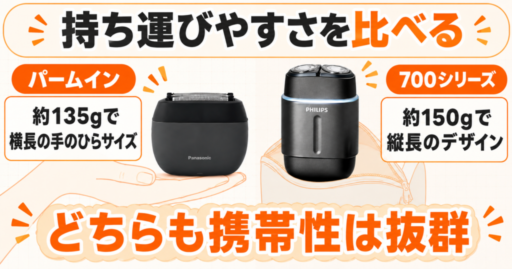 ラムダッシュ パームイン5枚刃とフィリップス700シリーズの違いを比較!持ち運びやすいのは?