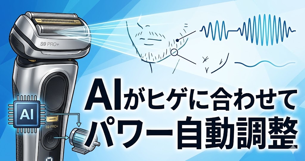 9587cc-Vと9587ccはどちらもAIがヒゲに合わせてパワーを自動調整！