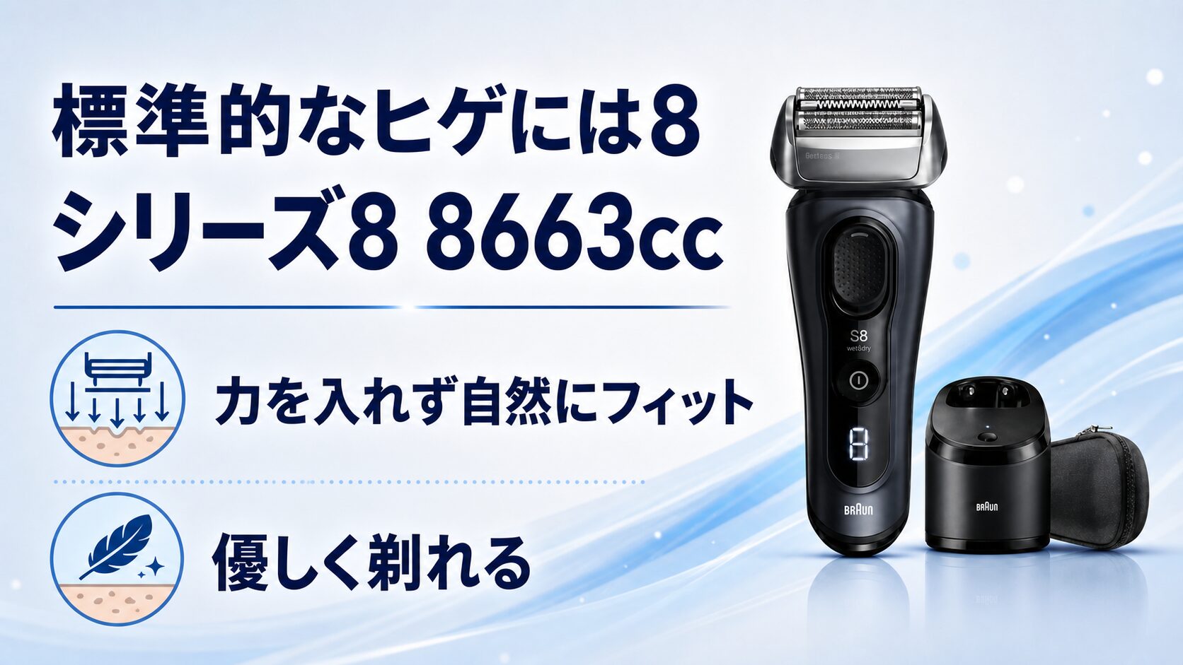 標準的なヒゲとシリーズ8の肌負担