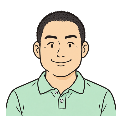 笑顔の丸刈りの30代男性のイラスト